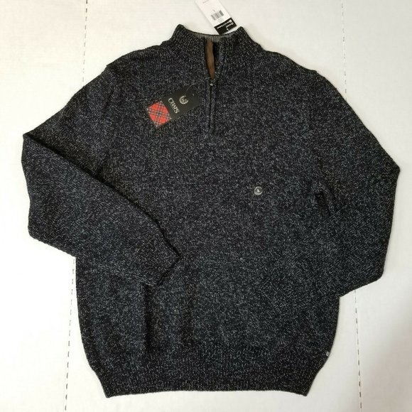 NWT Chaps Men's Large Black Gray Knit Sweater